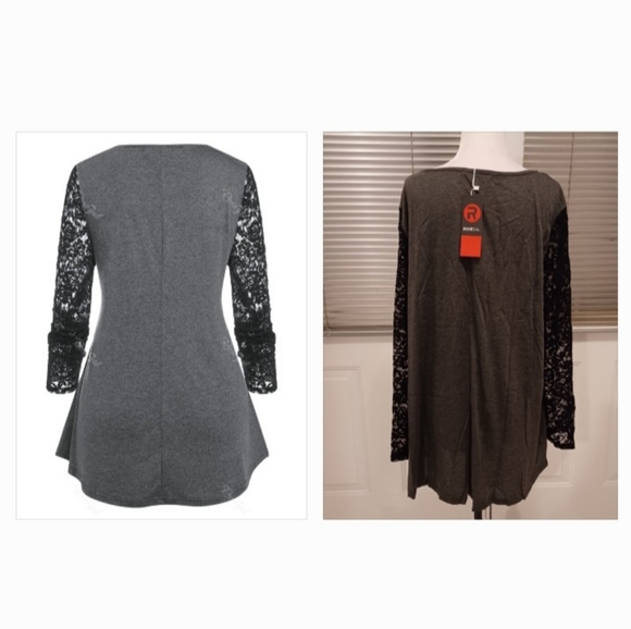 4/$80 Gray With Black Lace Tunic - Size 4X (US22) - Picture 2 of 10